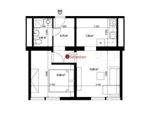 Pronájem bytu 2+1, Teplice - Trnovany, Antonína Sochora, 39 m2