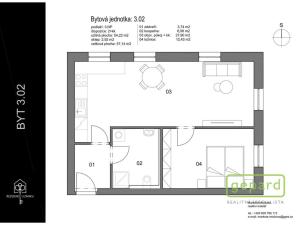 Prodej bytu 2+kk, Hořovice, 57 m2