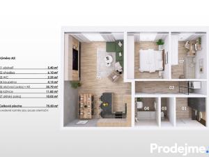 Prodej bytu 3+kk, Únanov, 76 m2