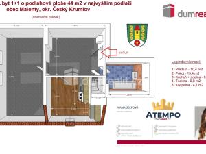 Pronájem bytu 1+1, Malonty, 44 m2