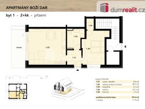 Prodej bytu 2+kk, Boží Dar, 65 m2