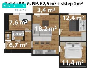 Pronájem bytu 4+kk, Olomouc - Nová Ulice, Foerstrova, 64 m2