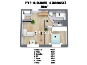 Prodej bytu 2+kk, Ostrava - Moravská Ostrava, Zborovská, 40 m2