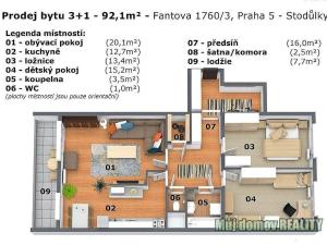 Pronájem bytu 3+kk, Praha - Stodůlky, Fantova, 88 m2