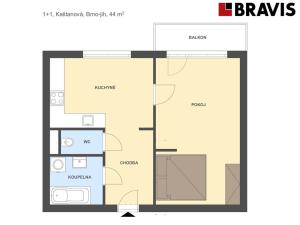 Pronájem bytu 1+1, Rosice, Kaštanová, 44 m2