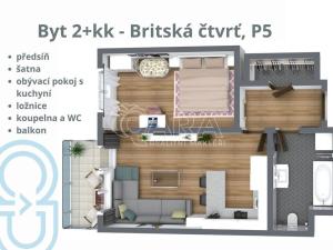 Prodej bytu 2+kk, Praha - Stodůlky, Klementova, 55 m2