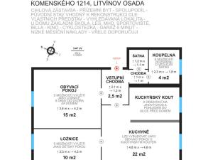 Prodej bytu 2+1, Litvínov - Horní Litvínov, Komenského, 54 m2