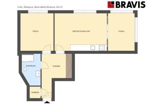 Pronájem bytu 3+kk, Brno - Stránice, Rezkova, 63 m2