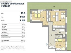 Prodej bytu 3+kk, Dobřichovice, Pražská, 82 m2