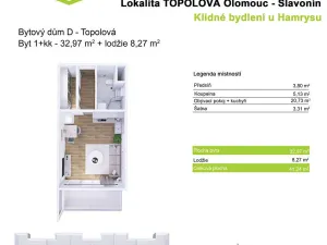 Prodej bytu 1+kk, Olomouc, Topolová, 32 m2