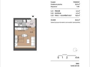 Pronájem bytu 1+kk, Brno, Vlhká, 27 m2