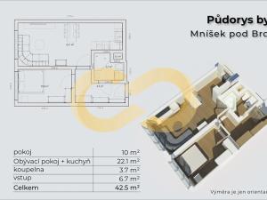 Prodej bytu 2+kk, Mníšek pod Brdy, 9. května, 46 m2