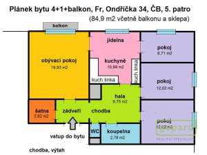 Prodej bytu 4+1, České Budějovice, Fr. Ondříčka, 85 m2