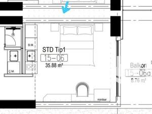 Prodej bytu 1+kk, Trikomo (Τρίκωμο/Ισκελέ), Kypr, 45 m2