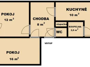 Prodej bytu 2+1, Luhačovice, Zahradní čtvrť, 49 m2