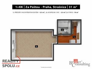 Pronájem bytu 1+kk, Praha - Strašnice, Za poštou, 30 m2