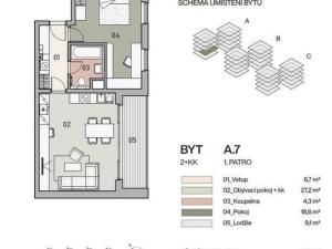 Prodej bytu 2+kk, Praha - Vysočany, Pod Krocínkou, 58 m2