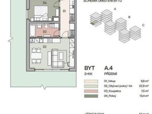 Prodej bytu 2+kk, Praha - Vysočany, Pod Krocínkou, 55 m2