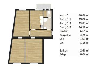 Prodej bytu 3+1, České Budějovice, Rudolfovská tř., 71 m2