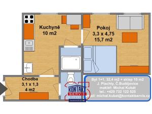 Prodej bytu 1+1, České Budějovice - České Budějovice 3, J. Plachty, 42 m2