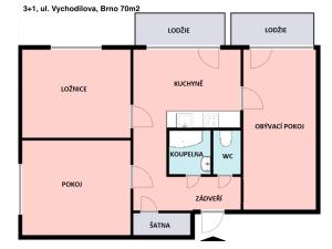 Pronájem bytu 3+1, Brno, Vychodilova, 70 m2