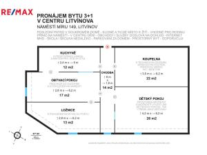 Pronájem bytu 3+1, Litvínov - Horní Litvínov, náměstí Míru, 104 m2