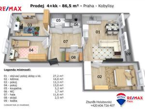 Prodej bytu 4+kk, Praha - Kobylisy, Pohnertova, 86 m2