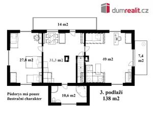 Pronájem bytu 2+1, Zlatá Koruna - Plešovice, 138 m2