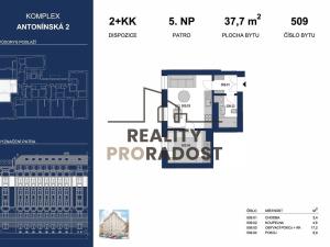 Pronájem bytu 2+kk, Brno, Antonínská, 38 m2