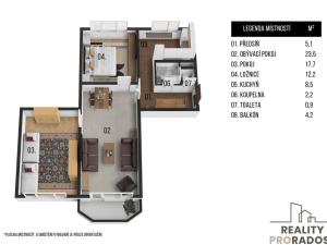 Prodej bytu 3+1, Brno - Lesná, Arbesova, 76 m2