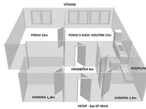 Pronájem bytu 2+kk, Praha - Strašnice, Černokostelecká, 45 m2