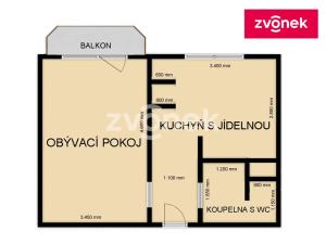 Pronájem bytu 1+1, Bojkovice, Nad Zahradami, 38 m2