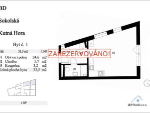 Prodej bytu 1+kk, Kutná Hora, Sokolská, 34 m2