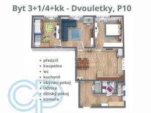 Prodej bytu 3+1, Praha - Strašnice, Dvouletky, 92 m2