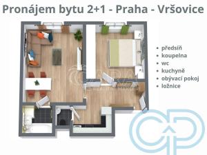 Pronájem bytu 2+kk, Praha - Vršovice, Přípotoční, 56 m2