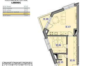 Prodej bytu 2+kk, Liberec, 1. máje, 46 m2