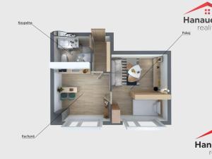 Pronájem bytu 1+1, Jílové - Kamenná, Školní, 36 m2