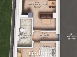 Prodej bytu 2+kk, Brodek u Prostějova, 43 m2