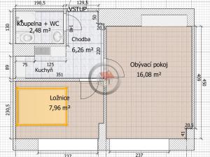 Pronájem bytu 2+kk, Třebíč - Borovina, Řípovská, 33 m2