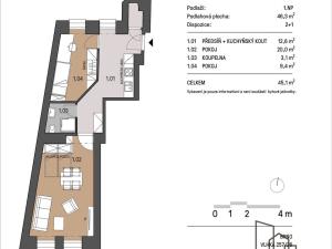 Pronájem bytu 2+1, Brno, Vlhká, 47 m2