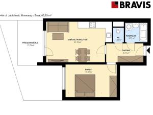 Pronájem bytu 2+kk, Moravany, Jabloňová, 50 m2