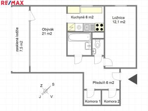 Pronájem bytu 2+1, Praha - Hodkovičky, Nad údolím, 65 m2