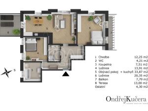 Pronájem bytu 3+kk, Praha - Nusle, Čiklova, 117 m2