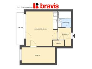 Pronájem bytu 2+kk, Brno - Bohunice, Švermova, 41 m2