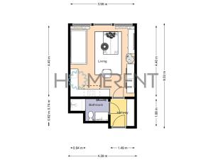 Pronájem bytu 1+kk, Praha - Vinohrady, Perucká, 25 m2