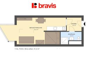 Prodej bytu 1+kk, Brno, Poříčí, 31 m2
