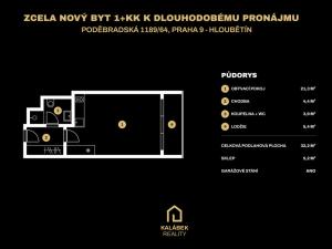 Pronájem bytu 1+kk, Praha - Hloubětín, Poděbradská, 32 m2