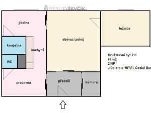 Prodej bytu 2+1, České Budějovice - České Budějovice 2, J. Opletala, 61 m2