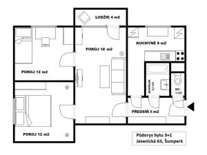 Pronájem bytu 3+1, Šumperk, Jesenická, 60 m2
