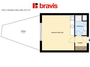 Prodej bytu 1+kk, Brno - Líšeň, Horníkova, 34 m2